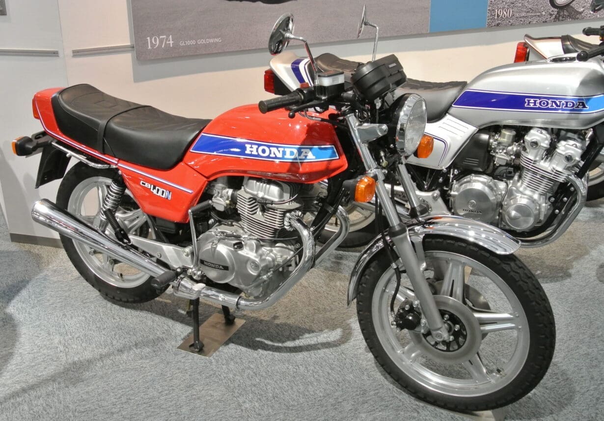 A gleaming CB400N in the Honda Collection Hall in Motegi, Japan.
