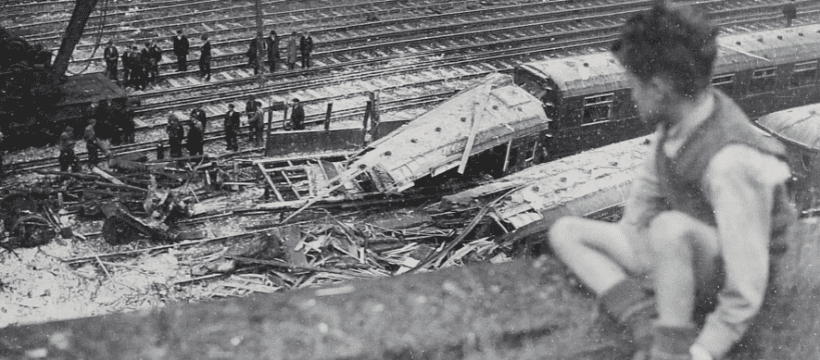 From the archive: Southern Railway crane clears wreckage of coaches destroyed in Nazi bombing