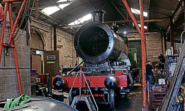 Dartmouth’s Goliath regains its boiler at Cranmore works