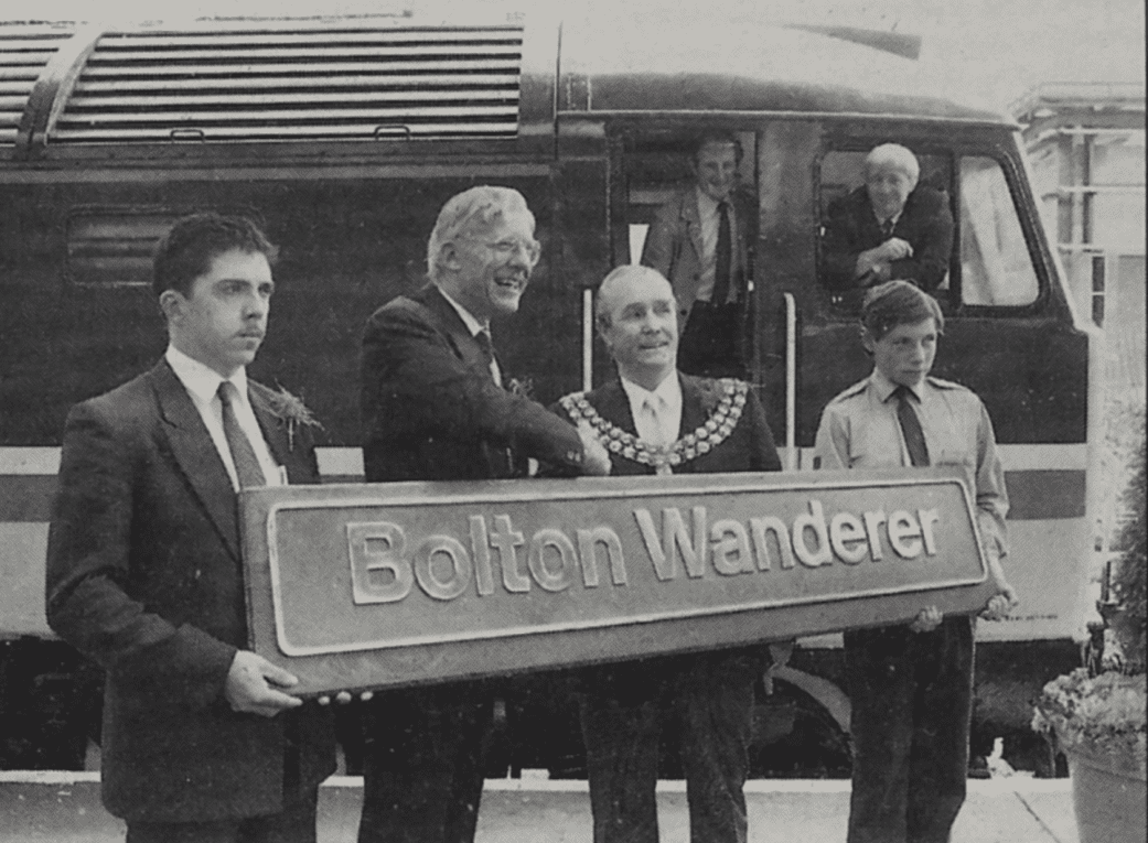 Archive: Class 47 No. 47 813 named Bolton Wanderer at Bolton Trinity Street Station