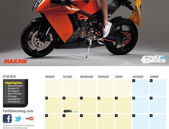 FREE – Fast Bikes Calendar Download