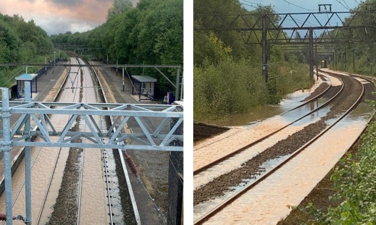 Massive water leak floods train tracks