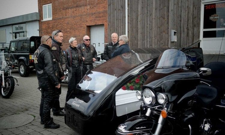 Danes get motorcycle hearse funeral service
