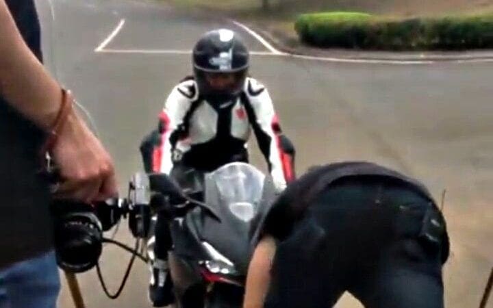 SPY SHOTS: Honda’s CBR250RR caught in knee-down promo-video shoot action