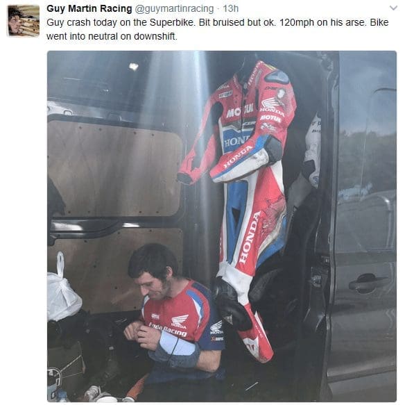 TT 2017: Guy Martin OK after yesterday’s off during Superbike race