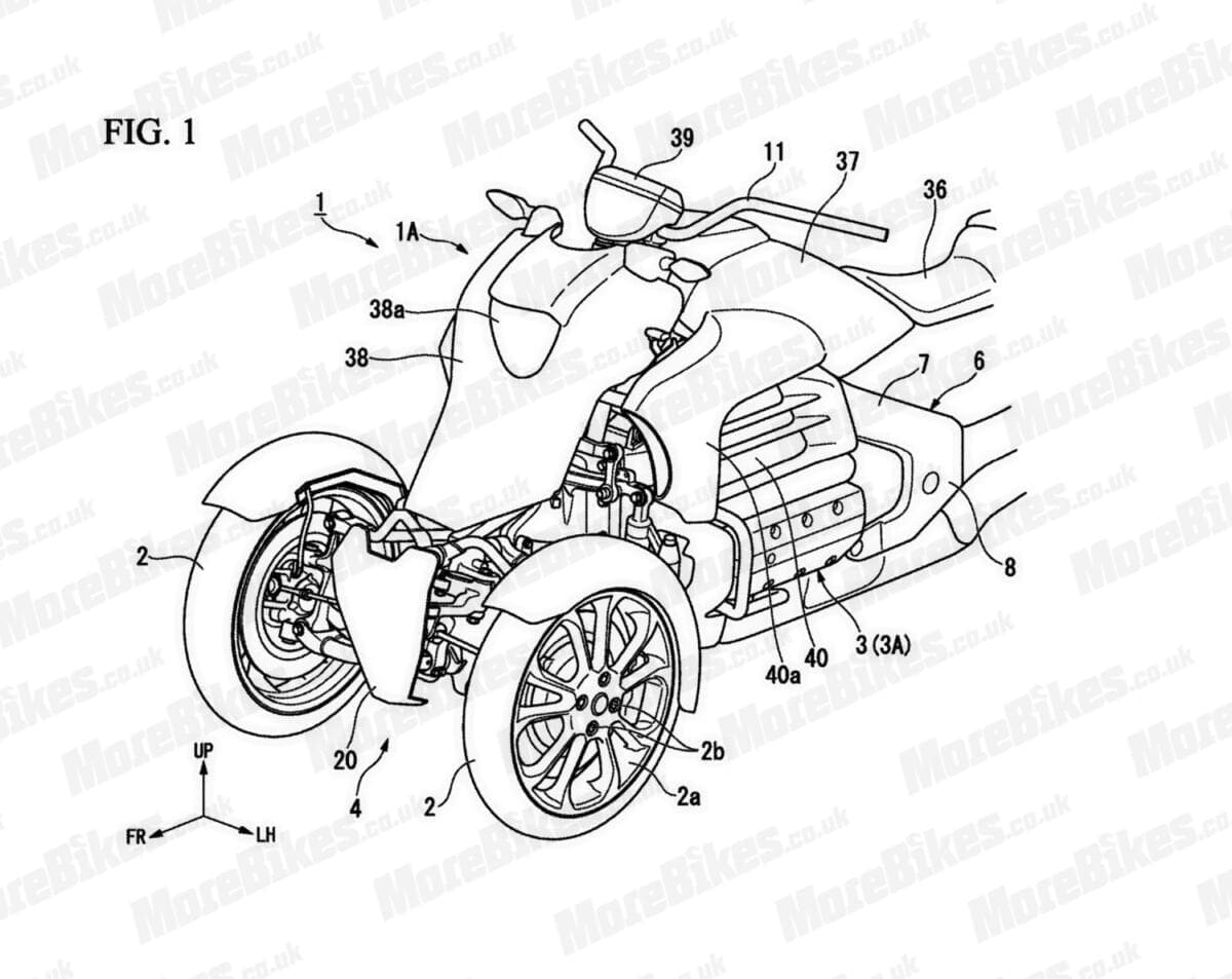 REVEALED: Here’s Honda’s latest patent designs for the Neo Wing – the three-wheeler, leaning Gold Wing thing. And it’s going to have power steering!