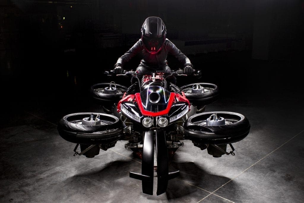 VIDEO: Furygan joins forces with Lazareth. Creates CUSTOM leather suit for rider of the first FLYING motorcycle.
