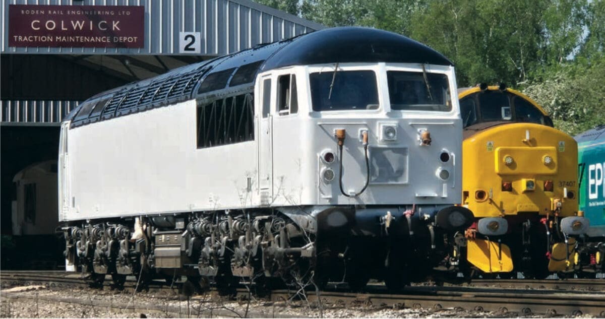 56302 at Boden Rail Engineering’s Colwick depot being prepared for export. The loco has slats on the side of the windows and grille protectors have since been fitted. It is expected to move to Ghana in June. Andy Hollis