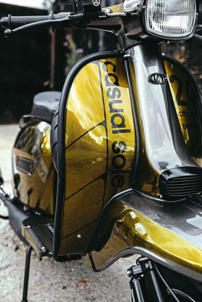 The Casual Sole branding is worked cleanly into the scooter’s metallic finish.