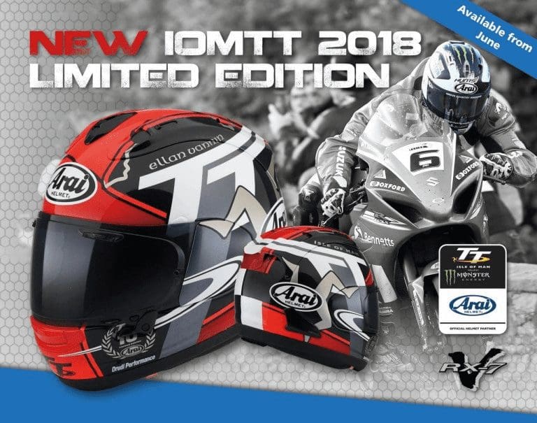 Arai unveils its new Isle of Man TT RX-7V for 2018 | MoreBikes